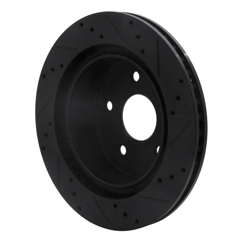 Dodge Ram 1500 Brake Rotor (1) - Rear Left - R1 Concepts - Drilled & Slotted - Black - `04-`06
